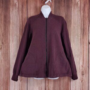 *FLAWS* Lululemon Size 8 Heathered Bordeaux Drama Pleat to Street Bomber Jacket